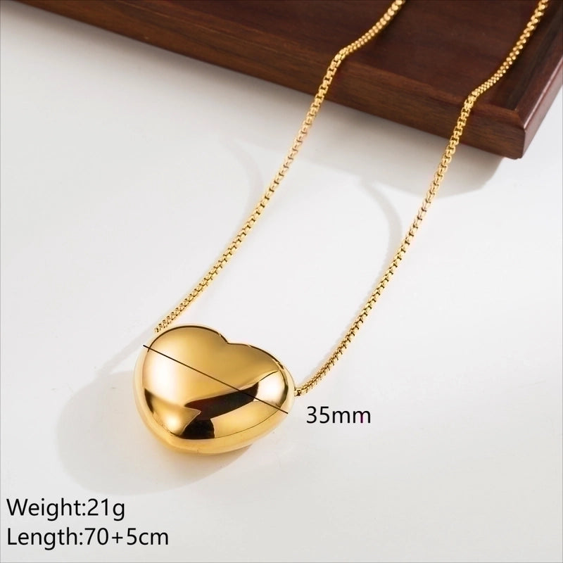 Minimalist Geometric Round Heart Shape 304 Stainless Steel 18K Gold Plated Plating Stainless Steel Necklaces
