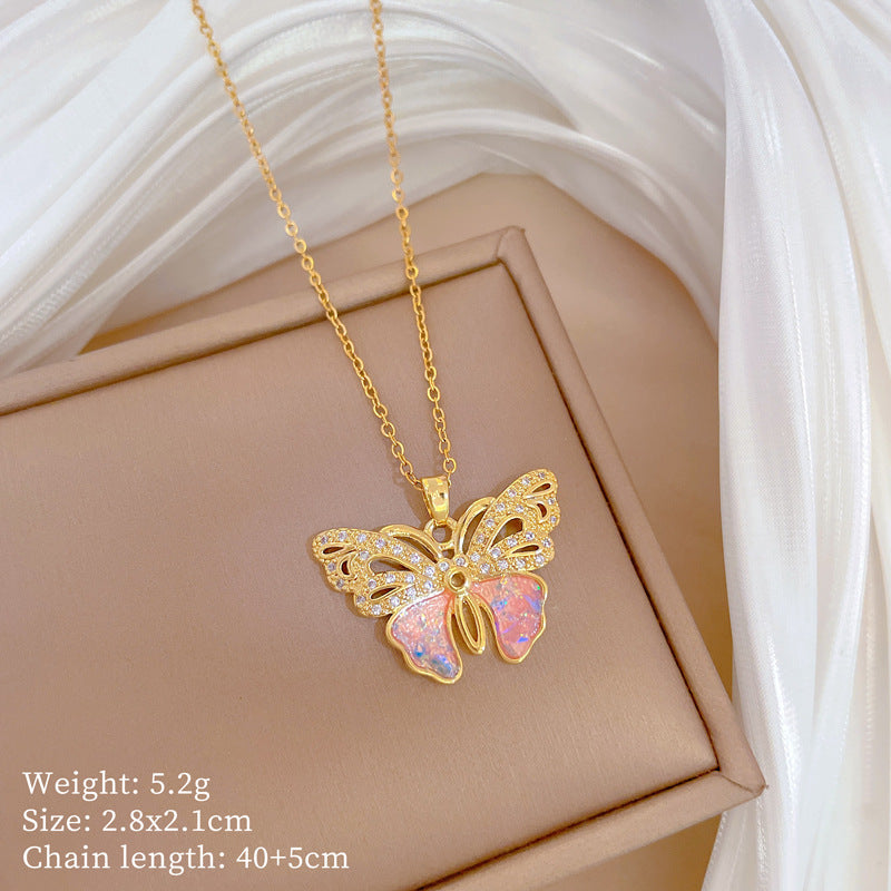Copper Micro-Inlaid Necklace For Women Copper Micro-Inlaid Real Gold Electroplating Simple Ins Exquisite Clavicle Chain Neck Chain