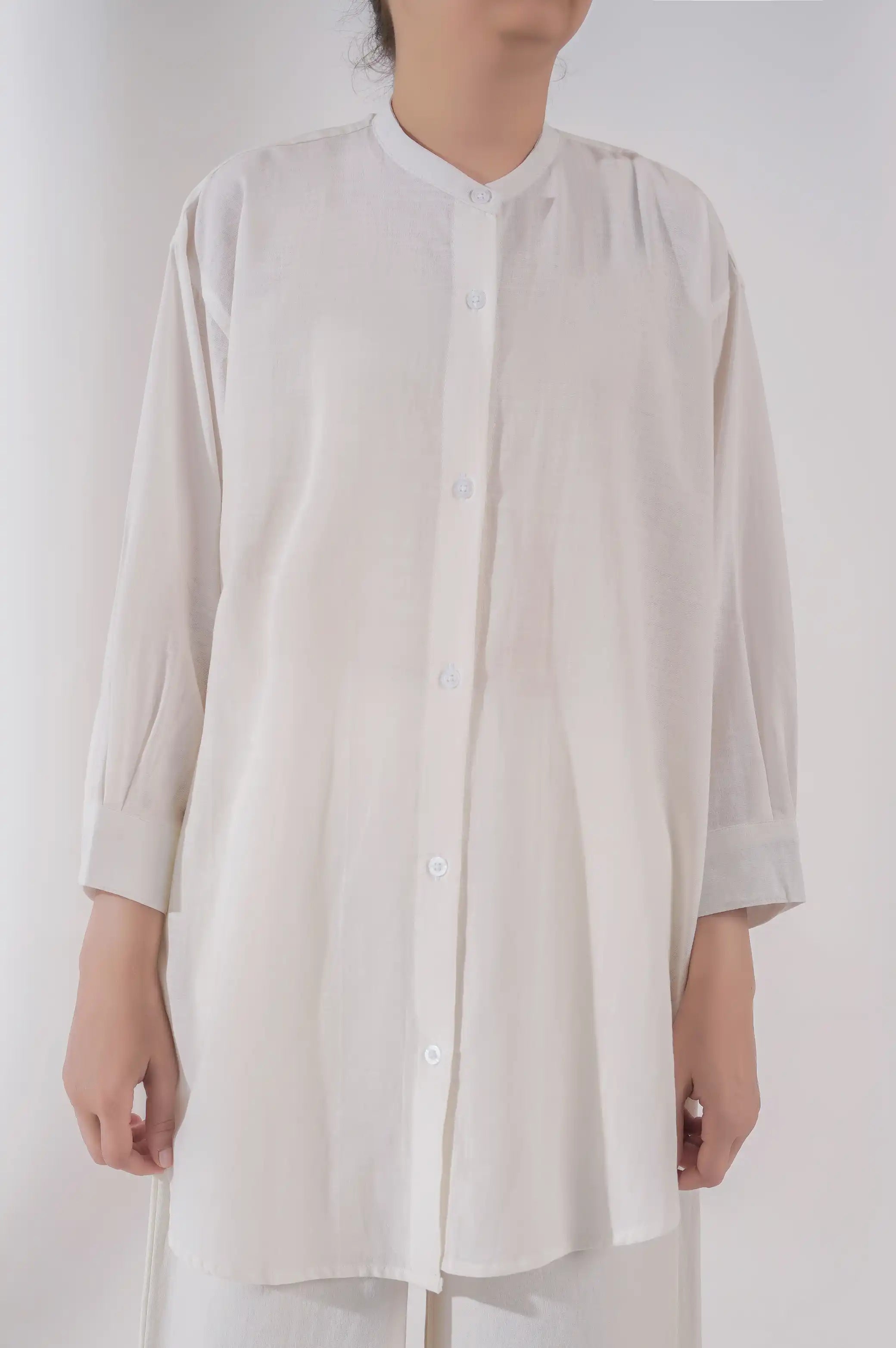 BAND COLLAR LONG SHIRT