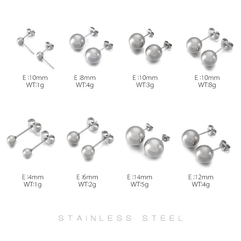 1 Pair Minimalist Round Plating Stainless Steel 18K Gold Plated Ear Studs