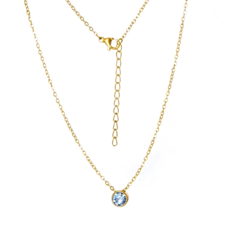 Stainless Steel 18K Gold Plated Rose Gold Plated IG Style Plating Inlay Round Birthstone Pendant Necklace
