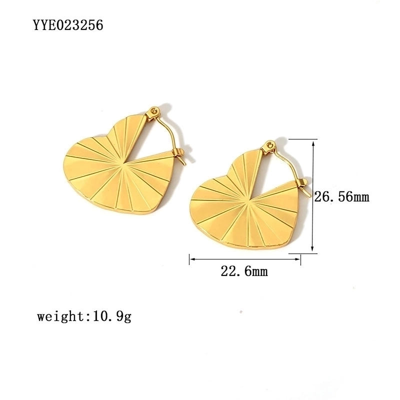 1 Pair Vintage Style Sector Heart Shape Solid Color Plating 304 Stainless Steel 18K Gold Plated Drop Earrings