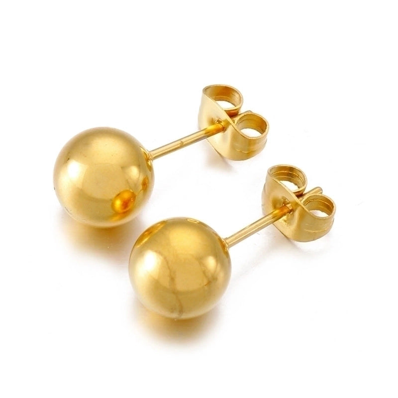 1 Pair Minimalist Round Plating Stainless Steel 18K Gold Plated Ear Studs
