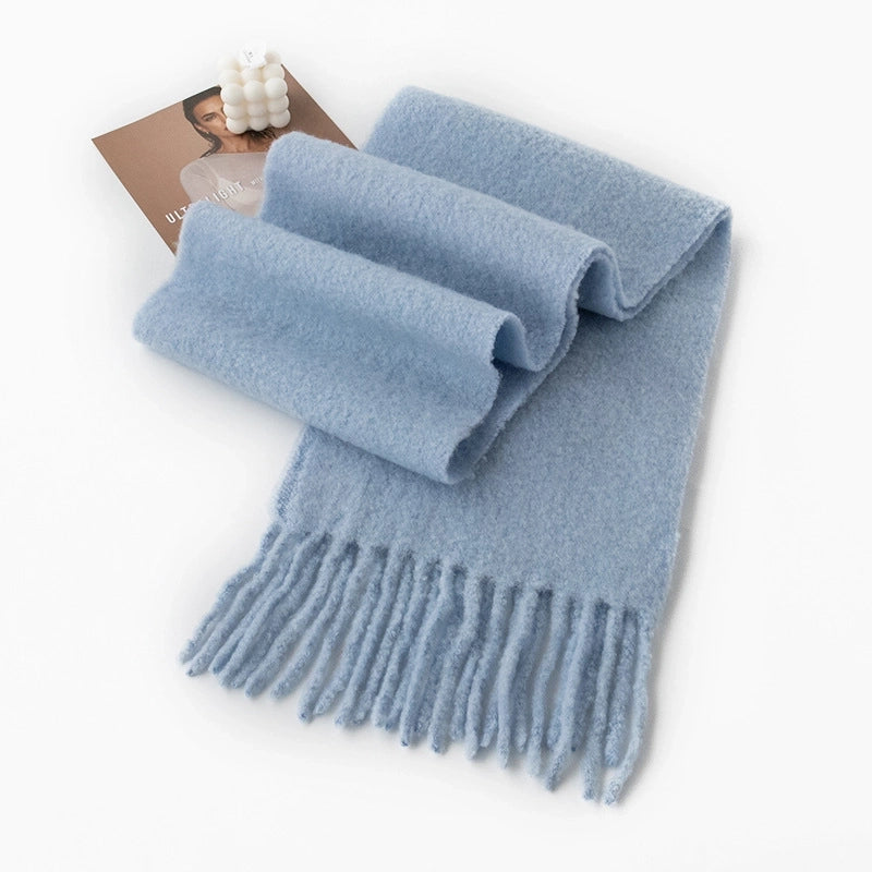 Women's Sweet Minimalist Solid Color Nylon Tassel Scarf
