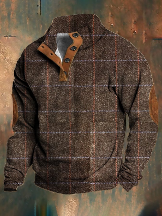 Men's Retro Casual Woolen Printed Sweatshirt