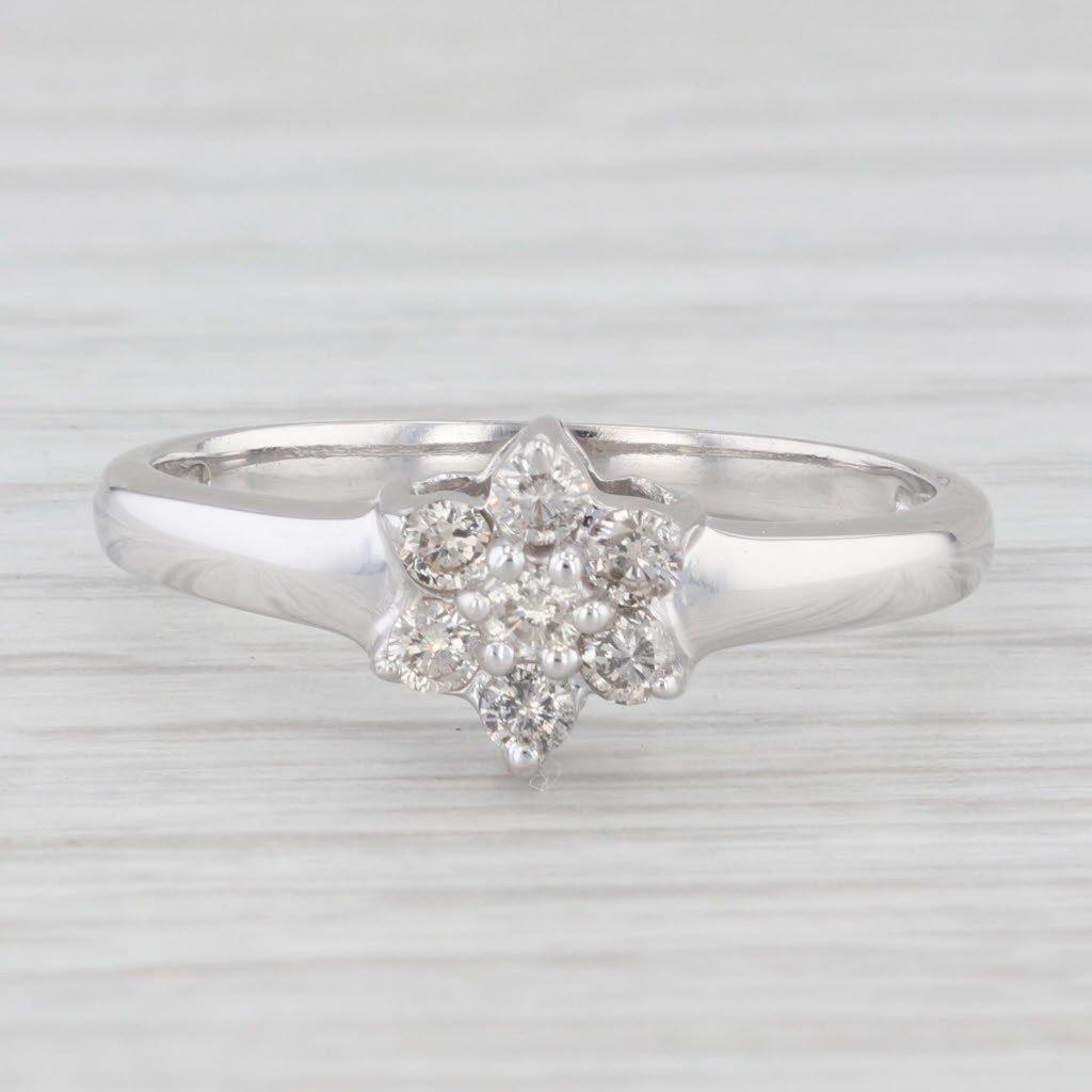 0.20ctw Diamond Flower Ring 14k White Gold Size 6.75