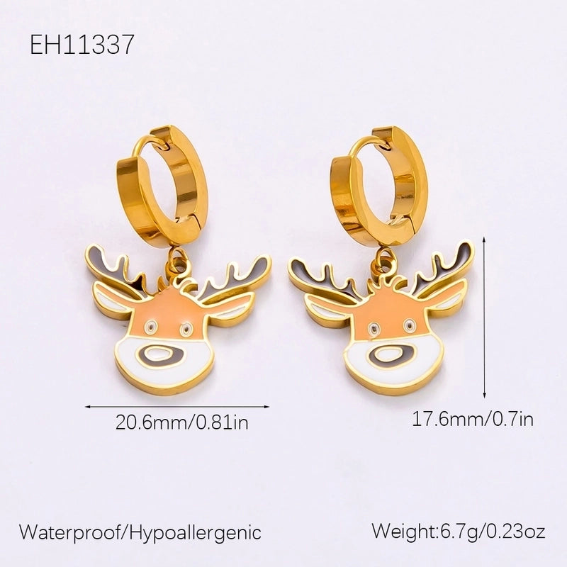 Christmas Classic Style Commute Christmas Tree Sled Elk 304 Stainless Steel Acrylic Artificial Pearls 18K Gold Plated Epoxy Plating Bracelets Earrings Necklace