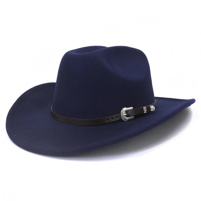 Unisex Basic Cowboy Style Solid Color Big Eaves Fedora Hat