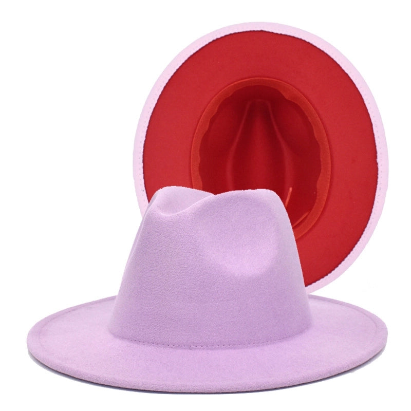 Popular Two-color Woolen Hat Women's Fashion Wide-brimmed Felt Hat Hat Jazz Hat Men