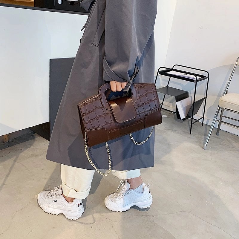 New Chain Crocodile Pattern Simple One-shoulder Messenger Handbag