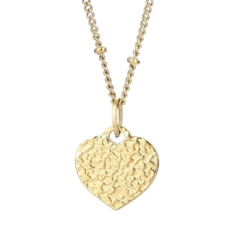Minimalist Heart Shape Titanium Steel Resin 18K Gold Plated Inlay Pendant Necklace