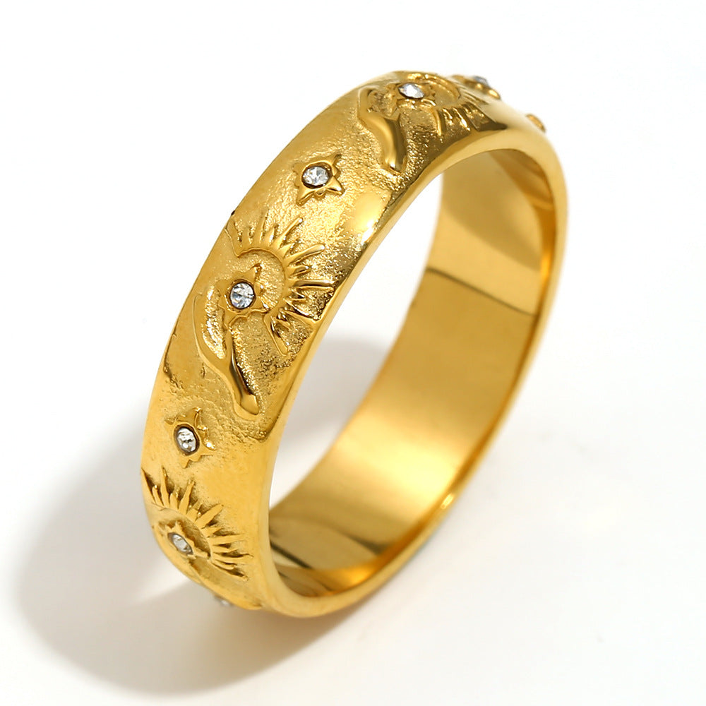 Ins Fashion Niche Advanced Versatile Ring Bracelet Stainless Steel 18K Gold Plated Tarot Earrings Female