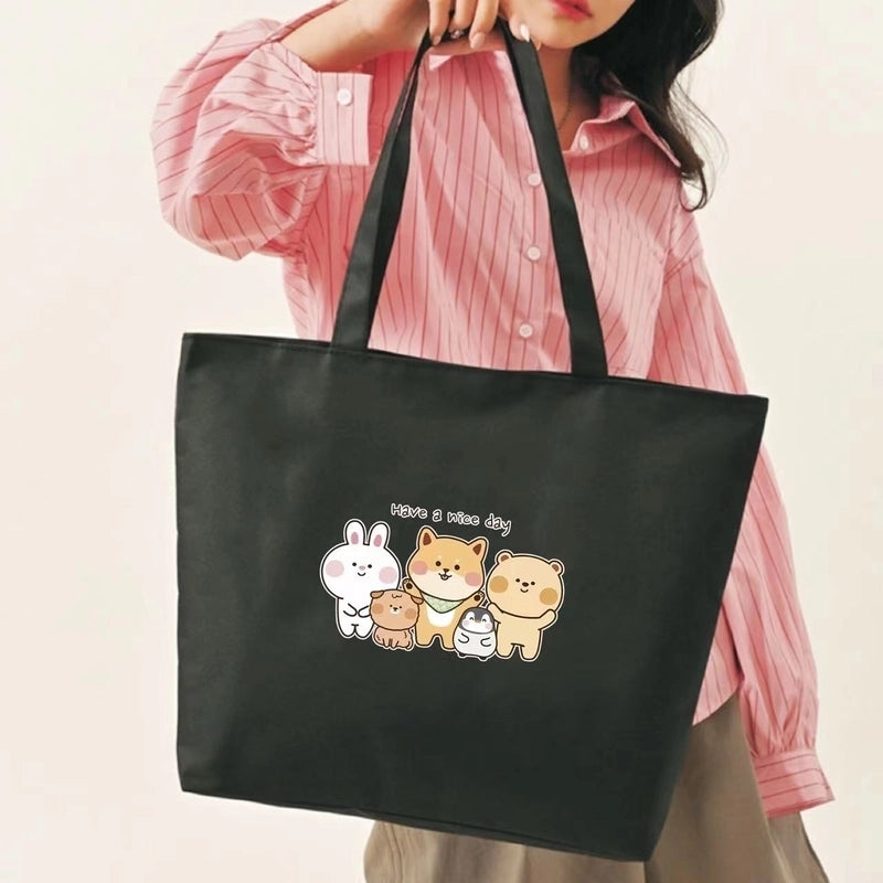 Women's Medium Canvas Letter Classic Style Square Zipper Shoulder Bag