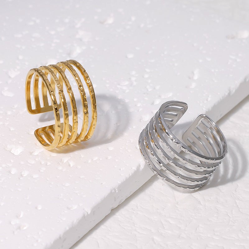 Open Ring Minimalist Stripe Geometric Stainless Steel Electroplating Rings