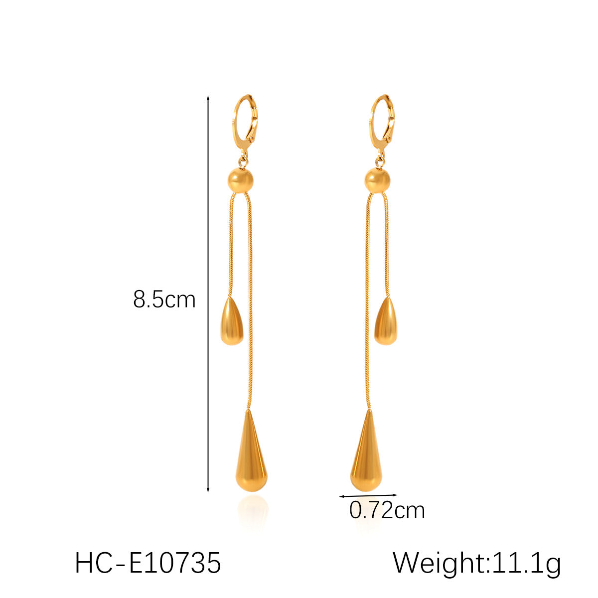 18K Gold Stainless Steel Tassel Earrings Water Drop Earrings Ins Style Niche Design Earrings