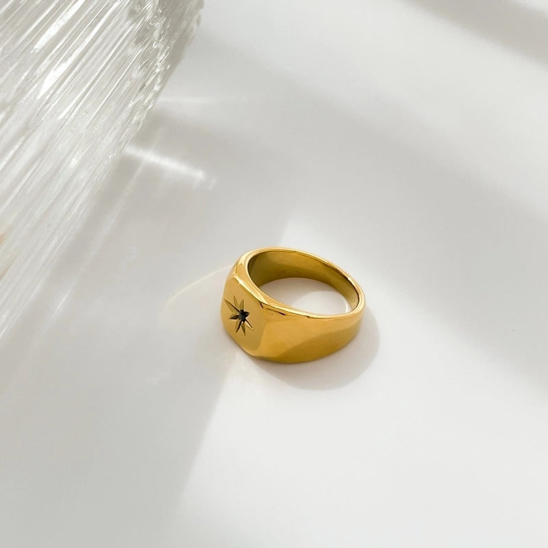 Minimalist Star Titanium Steel Zircon Rings In Bulk