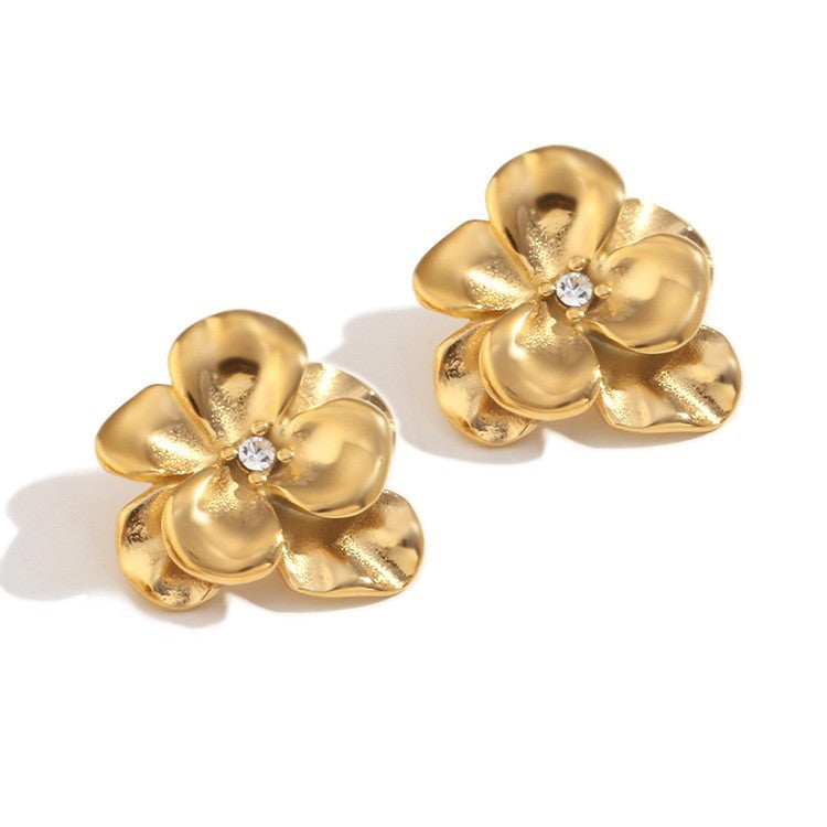 Retro Vintage Fashion Flower Stainless Steel Electroplating Rings