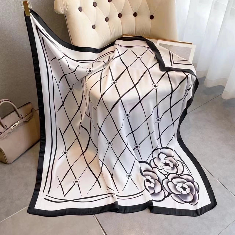 Women's Vintage Style Letter Color Block Polyester Silk Scarves