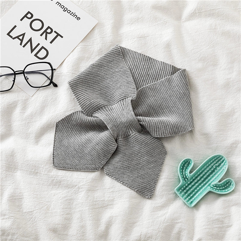 Evening And Evening Knitted Wool Collar Cross Fishtail Scarf Bow Small Scarf For Women Autumn And Winter