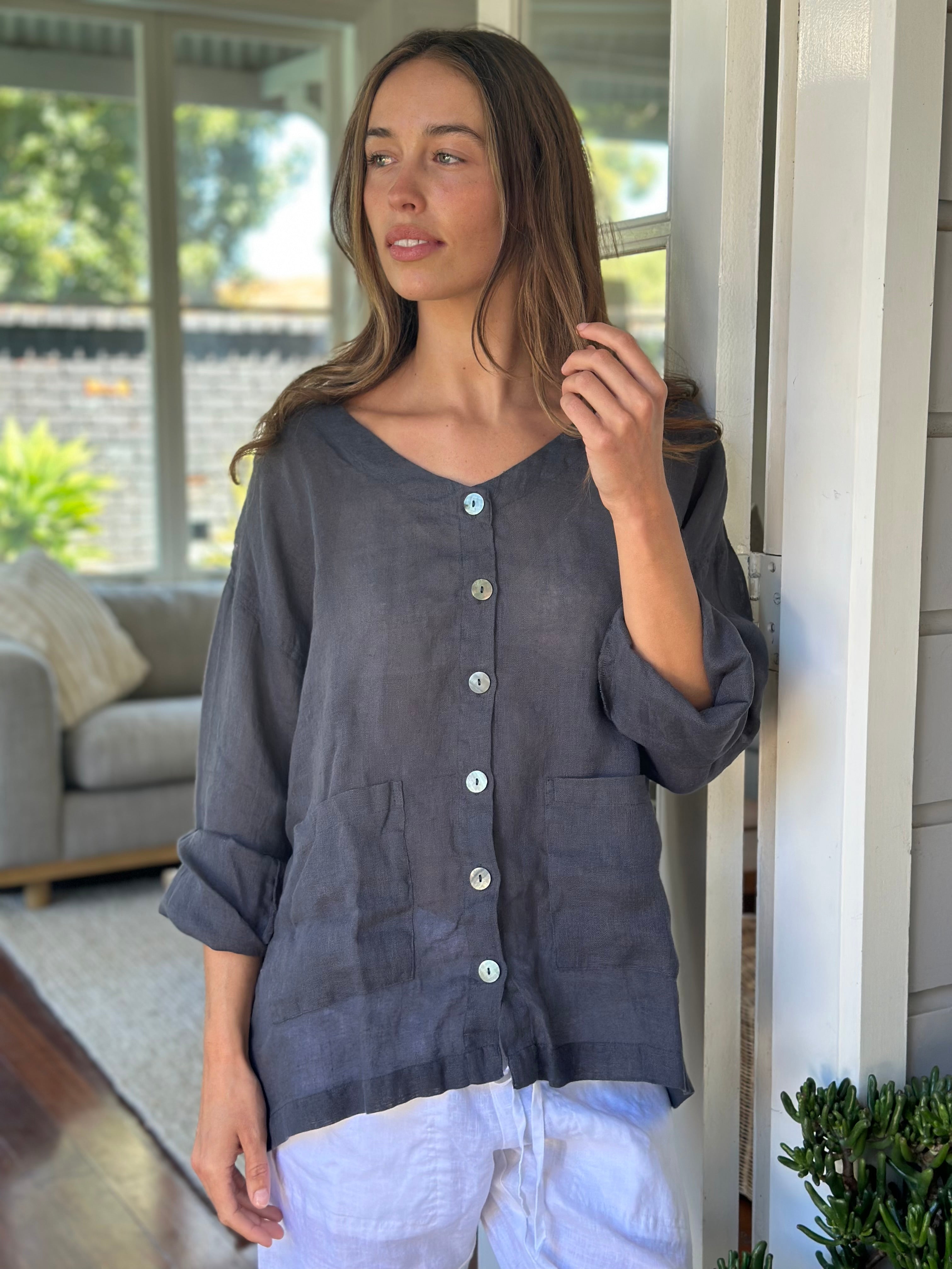 jamie jacket - charcoal linen