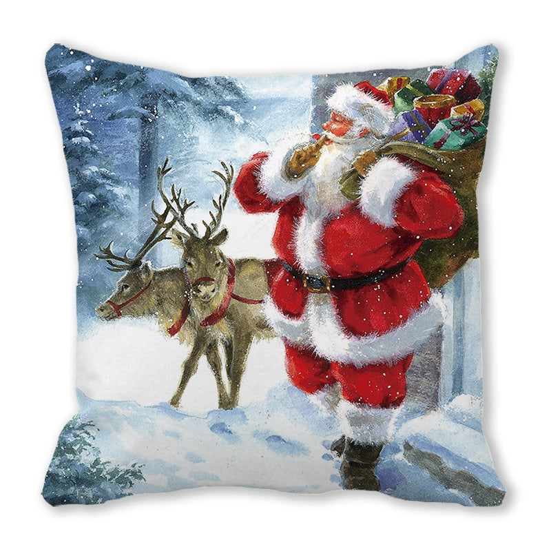 Christmas Pastoral Santa Claus Chemical Fiber Pillow Cases Couch & Sofa Decor