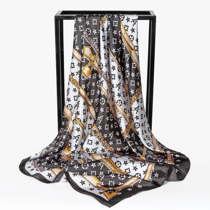 Spring Artificial Silk Women's Satin Scarf Printed All-matching Scarf 90 Large Kerchief Mother's Day Gift