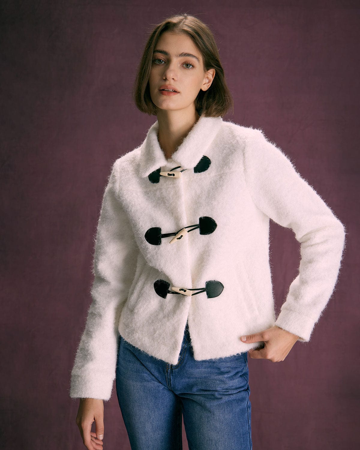 The White Horn Button Long Sleeve Jacket