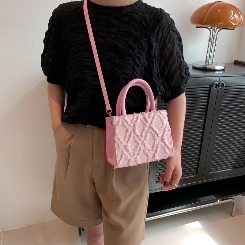 Women's Small Pu Leather Solid Color Basic Square Zipper Shoulder Bag Handbag Crossbody Bag