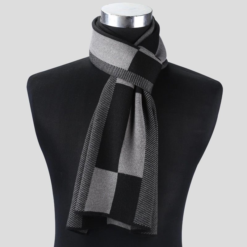 Autumn And Winter Scarf Long Fashion Warm Padded Plaid Men's Scarf Knitted Scarf Factory Outlet