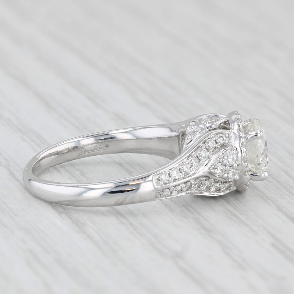1.53ctw Round Diamond Halo Engagement Ring 14k White Gold Size 6 Demetrios