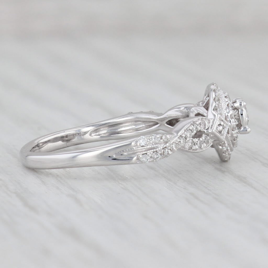 0.25ctw Round Diamond Halo Engagement Ring 14k White Gold Size 7.5