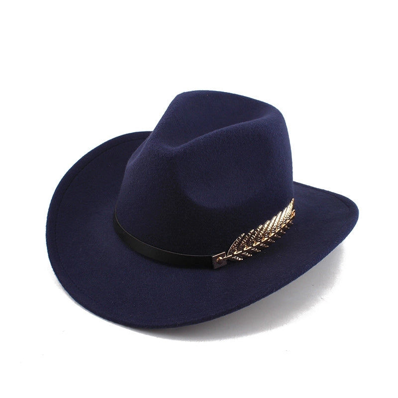 Ethnic Style Topper Hat Western Cowboy Hat Tibetan Tibetan Performance Hat Woolen Hat Central Retro Woolen Hat