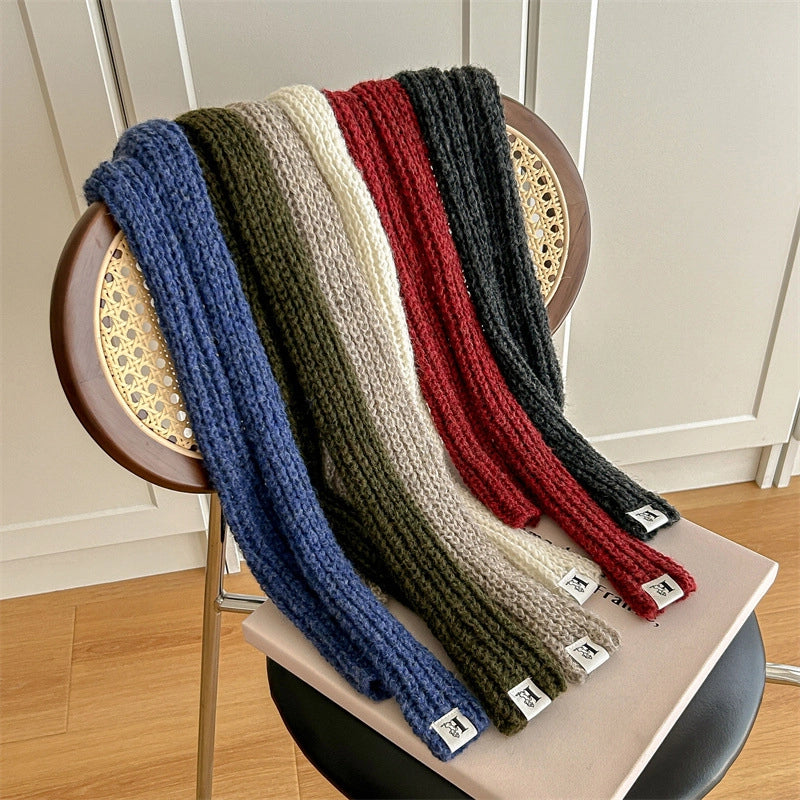 Women's Minimalist Solid Color Acrylic Knitted Scarf