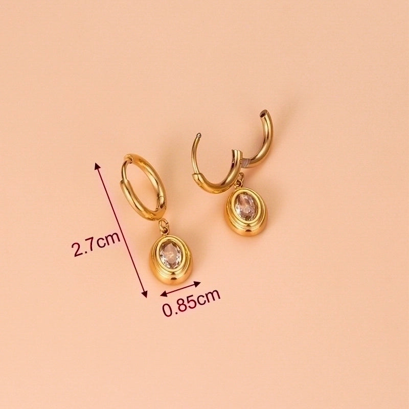 1 Pair Fashion Sector Heart Shape Tassel Gold Plated Inlay 304 Stainless Steel Zircon Stainless Steel Earrings