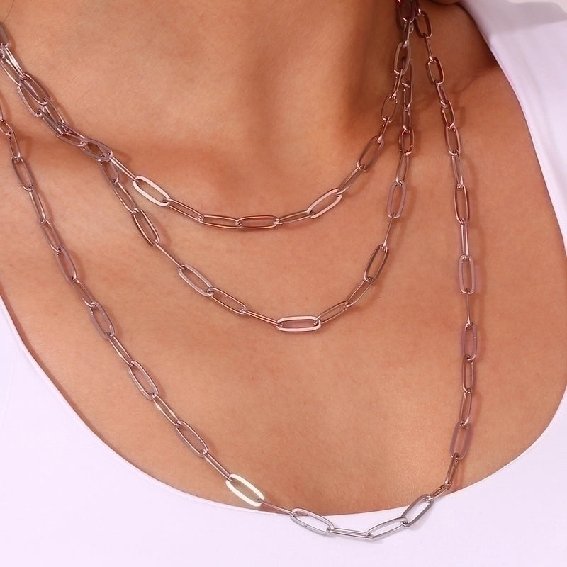 Basic Minimalist Classic Style Solid Color 304 Stainless Steel 18K Gold Plated Plating Necklace