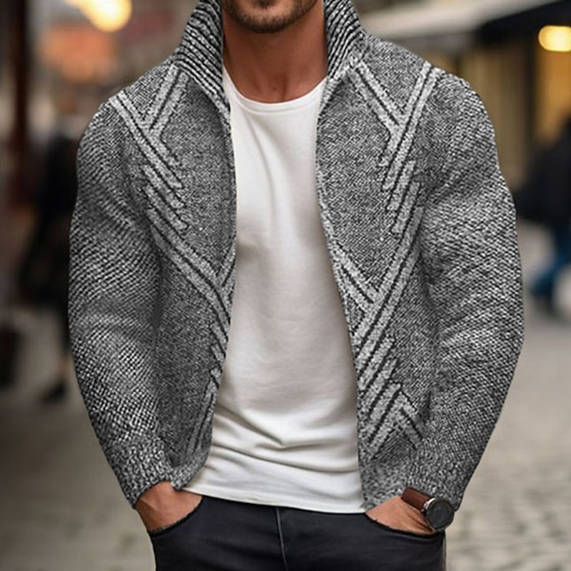 Men's Vintage Knitted Pattern Cardigan Sweater