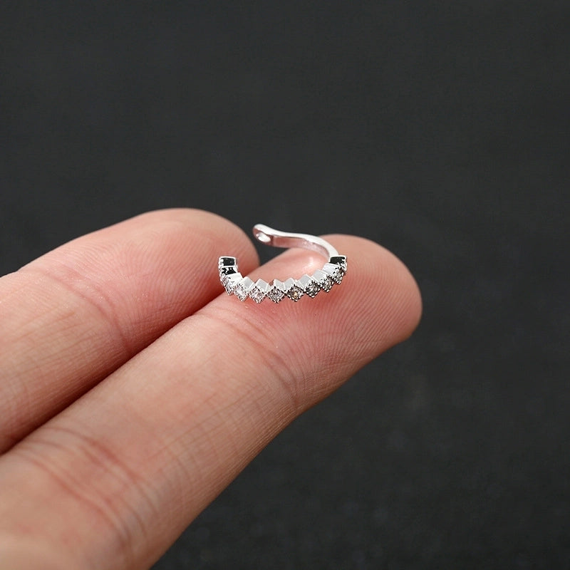 1 Piece IG Style Minimalist U Shape Star Inlay Copper Zircon Ear Cuffs