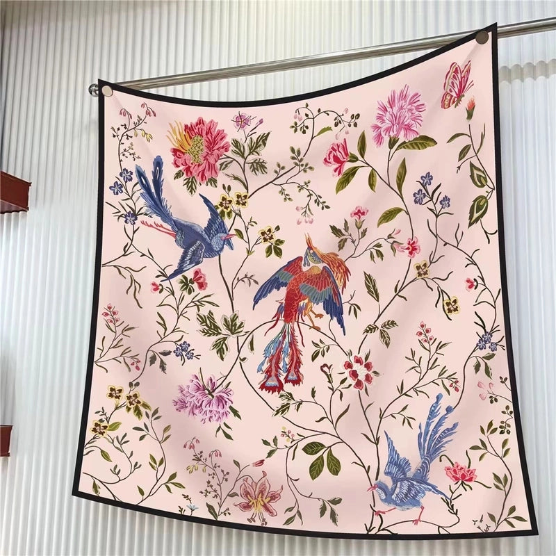New High Quality Twill Forged Large Square Fashion 90*90cm Printed Silk Scarf Sunscreen Shawl Scarf