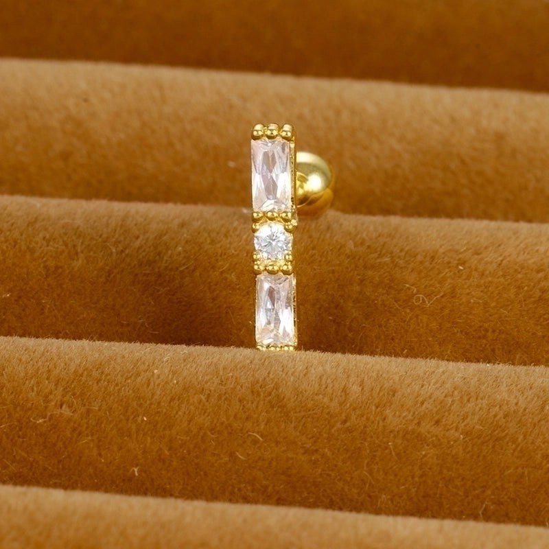 1 Piece Minimalist Star Heart Shape Crown Plating Inlay Stainless Steel Zircon Ear Studs