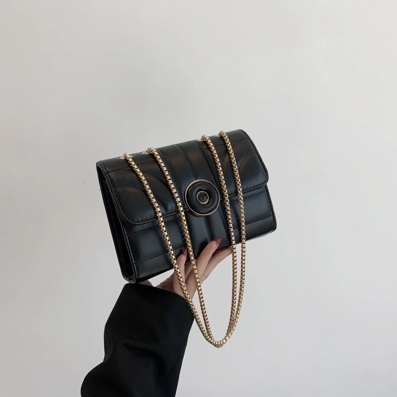 Women's Pu Leather Solid Color Elegant Square Magnetic Buckle Shoulder Bag Crossbody Bag