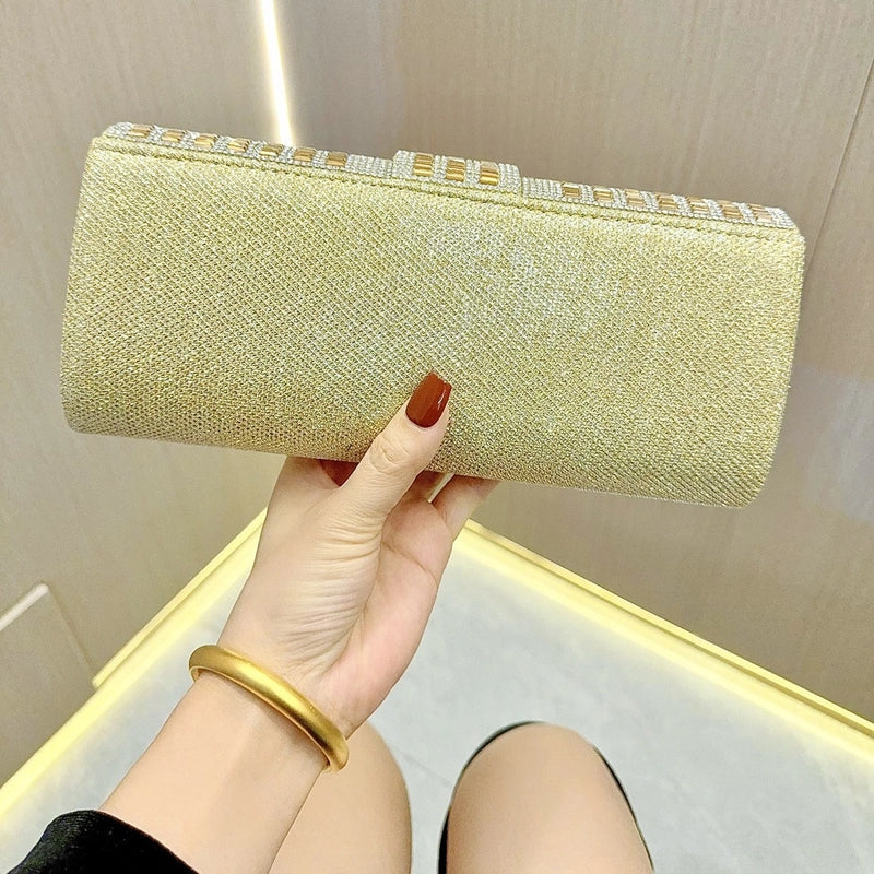 New Rhinestone Bag Flash Women's Clutch Chain Shoulder Crossbody Dinner Dress Bag Bridal Banquet Bag