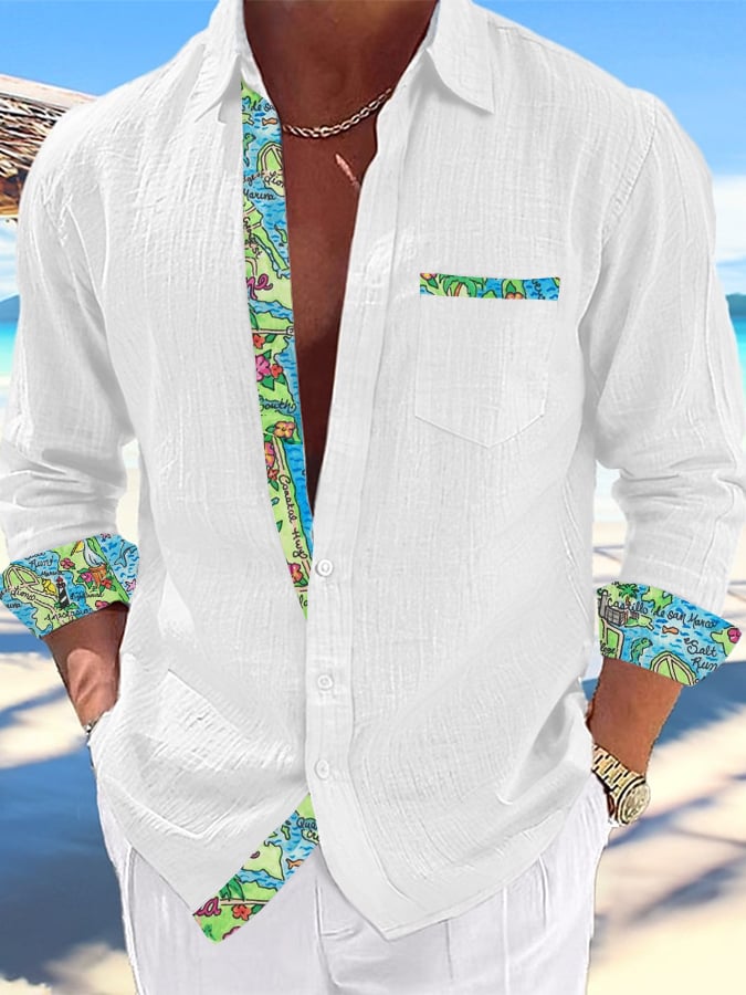 Men's Casual Hawaiian Print Lapel Shirt