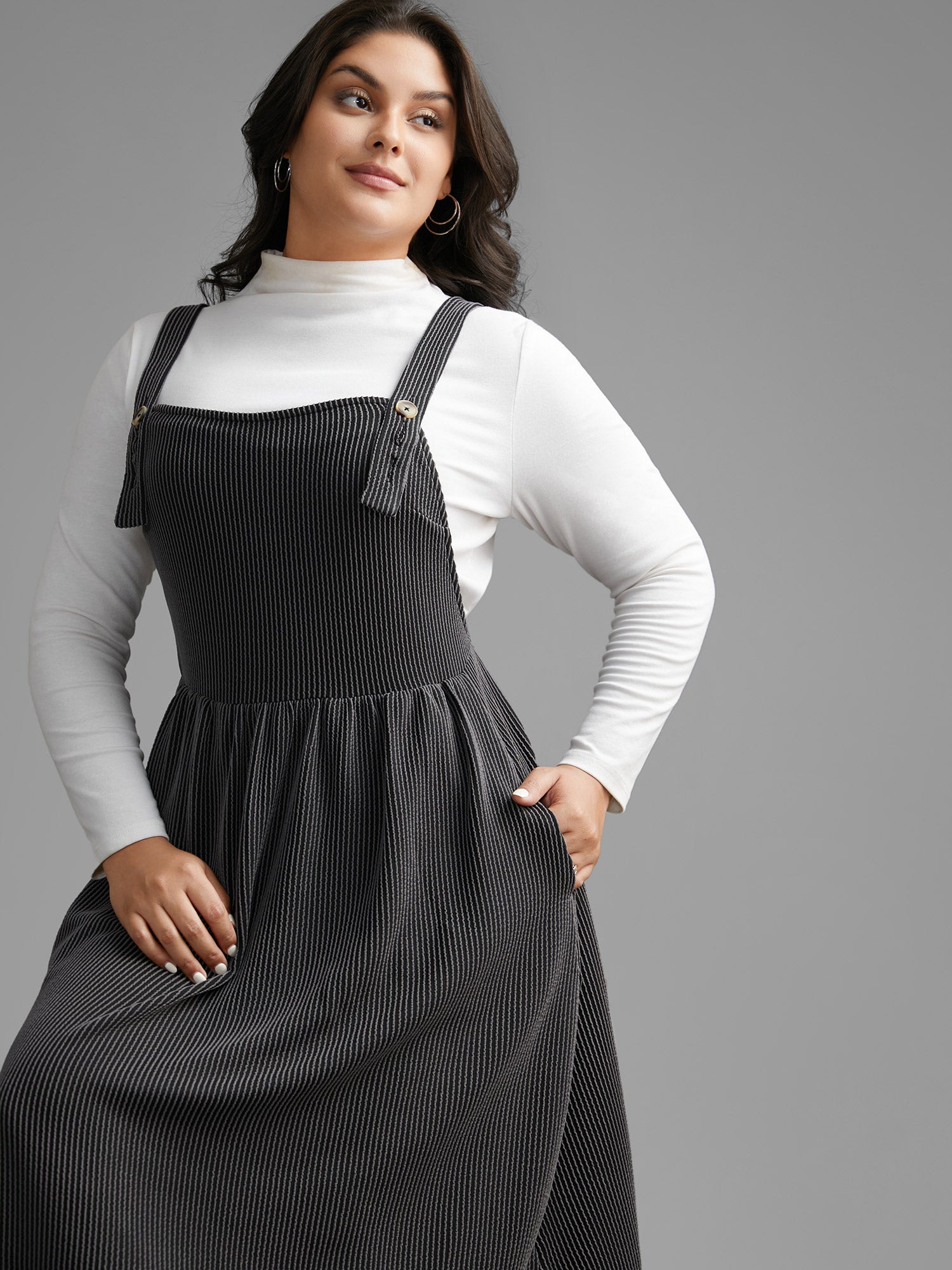 Texture Square Neck Midi Dress