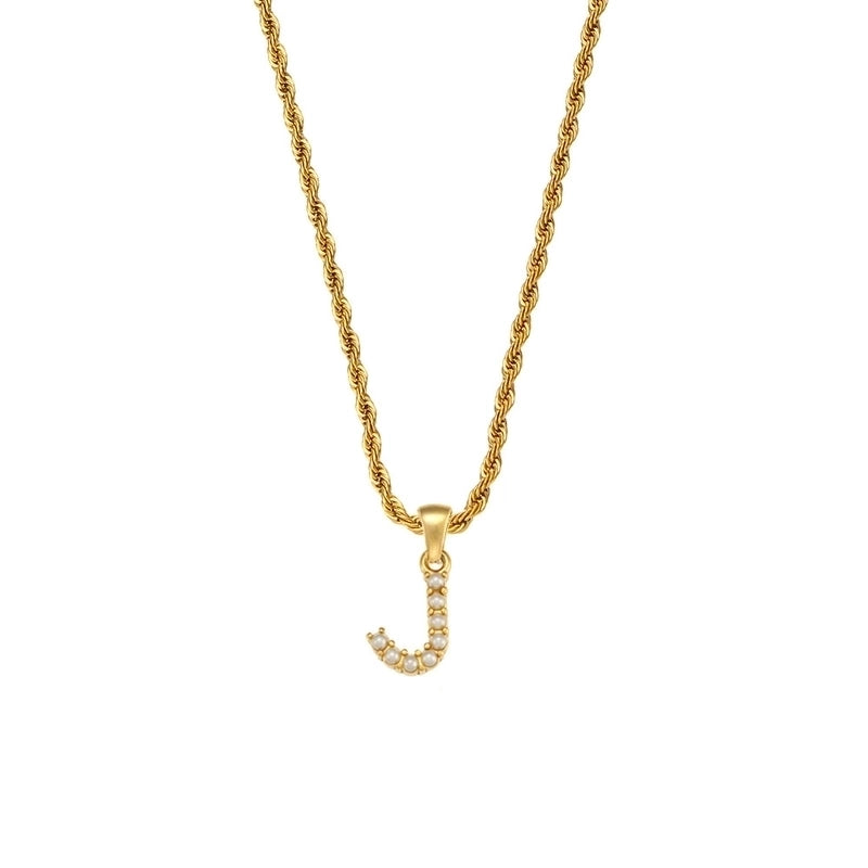Fashion Letter 304 Stainless Steel Pearl 18K Gold Plated Plating Inlay Pendant Necklace