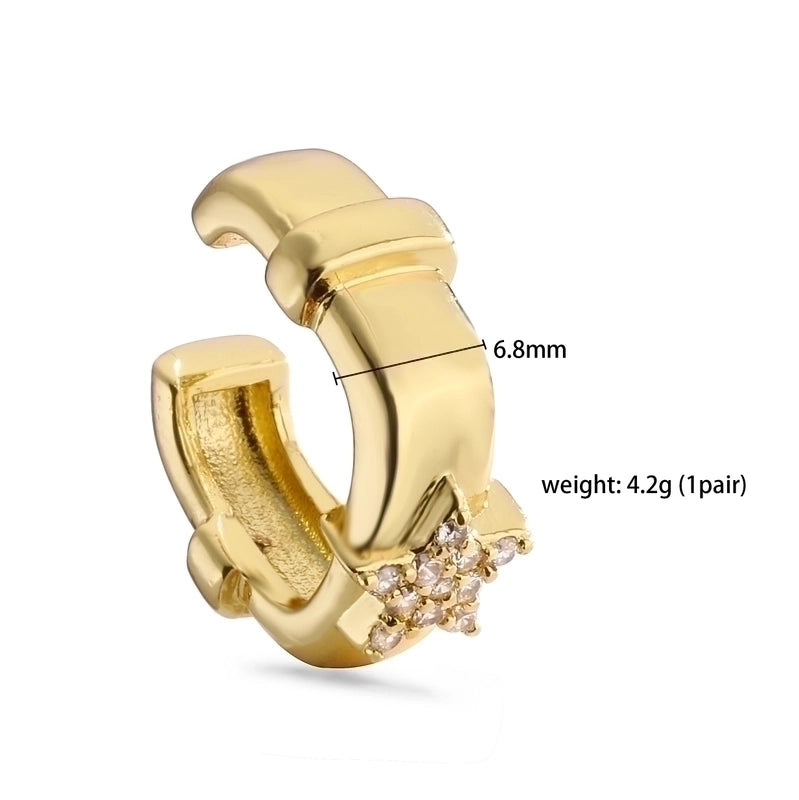 1 Pair Ig Style French Style Minimalist Leaves Twist Plating Inlay Copper Zircon 18k Gold Plated Ear Cuffs