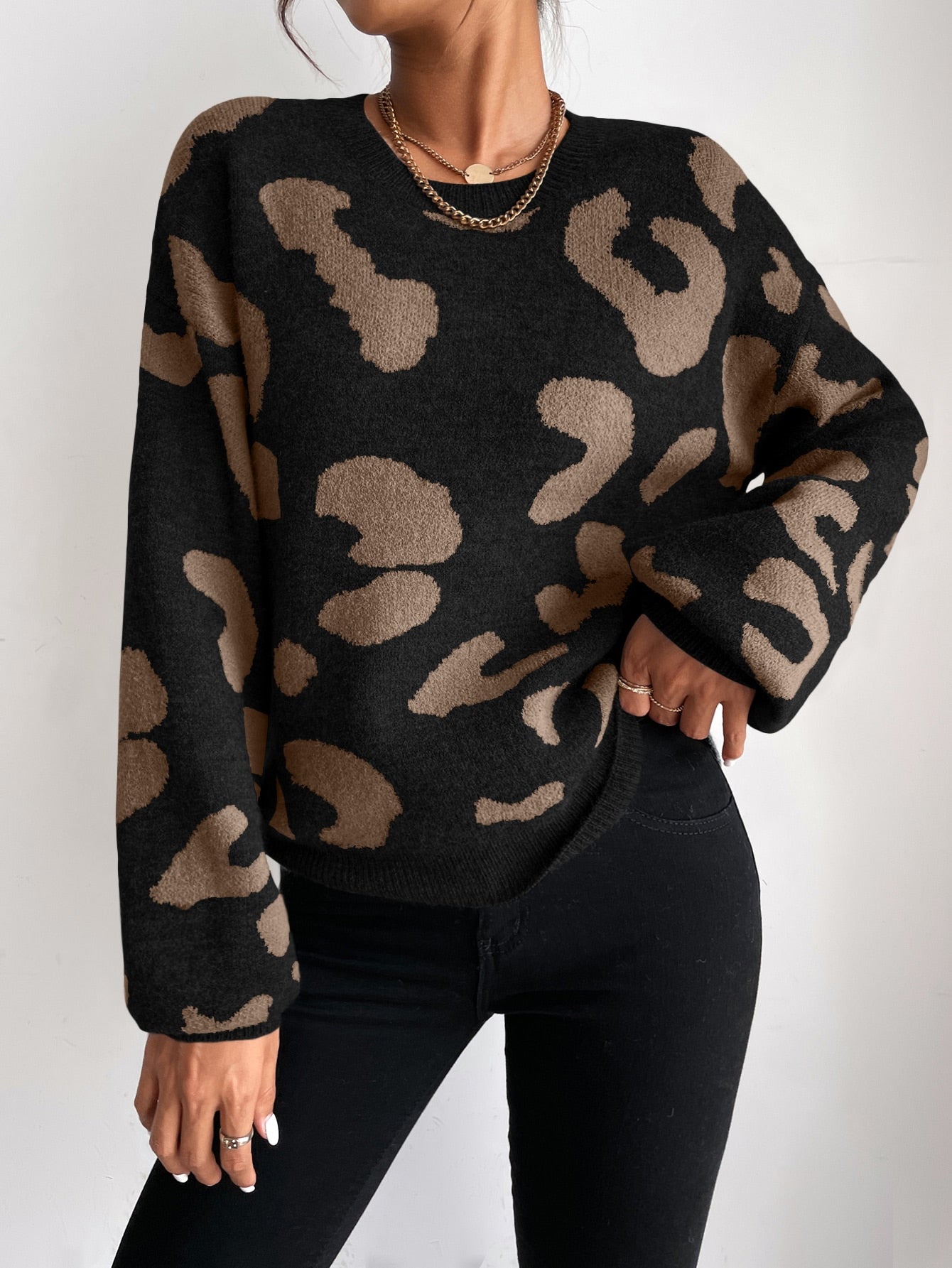 Parien Drop Shoulder Fluffy Knit Sweater