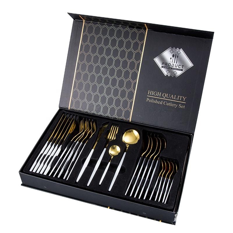 White/Golden (4406)-24 PCs Premium Steel Cutlery Set