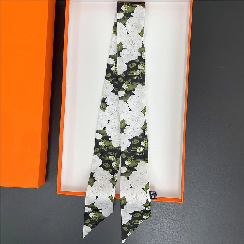 Women's Elegant Flower Satin Printing Silk Scarf