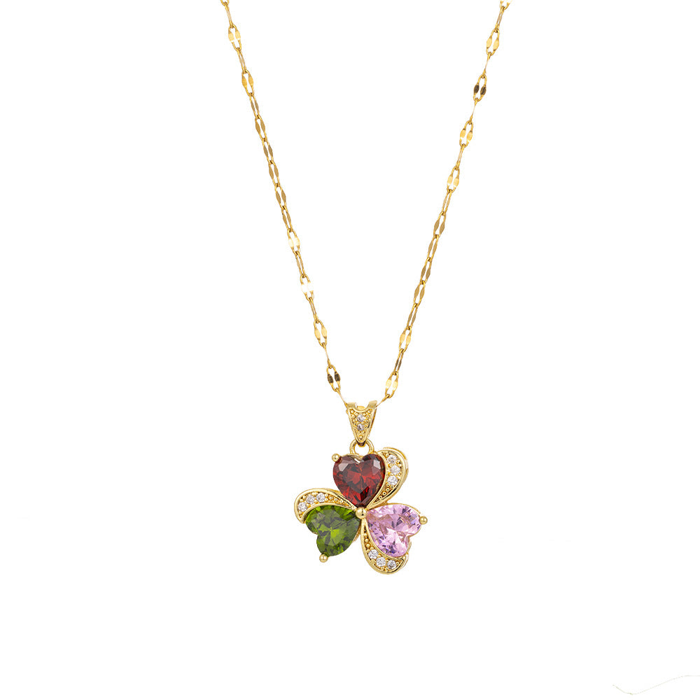 Fashionable Full Zirconium Exquisite Element Style Copper Micro-Inlaid Earrings And Necklace Set Combination