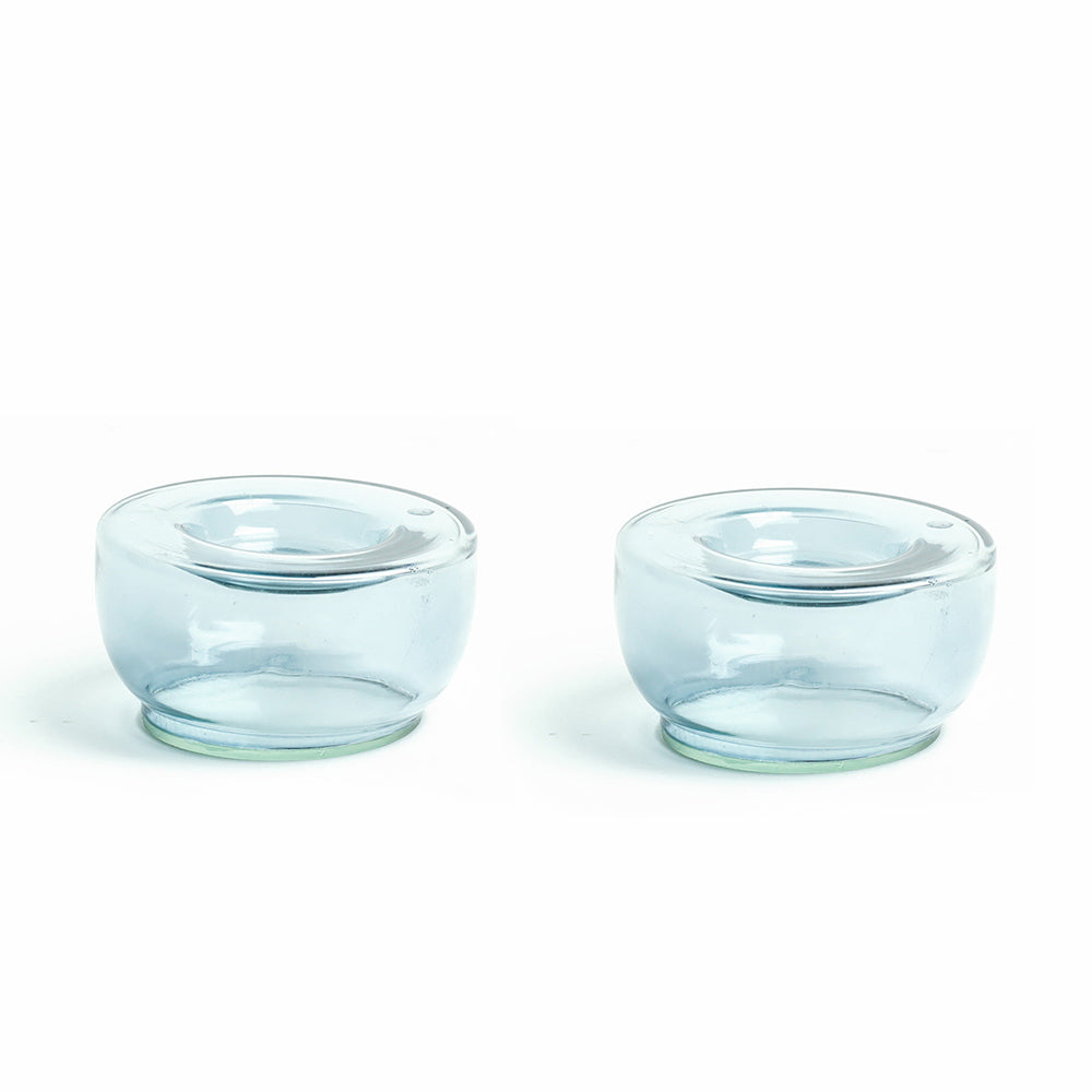 Ella Round Tealight Holders. Set of 2 - Aqua